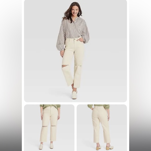 Off white vintage straight leg high rise jeans - Picture 1 of 6